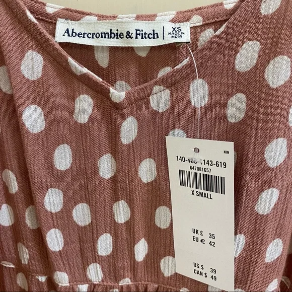 Abercrombie fitch nwt pink polka dot peplum babydoll tank XS - Picture 3 of 6